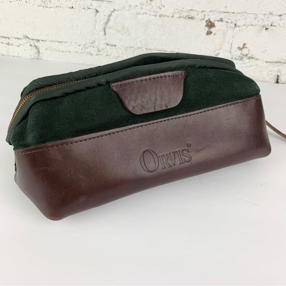 Orvis Bags Orvis Vintage Green Battenkill Leather Canvas Toiletry